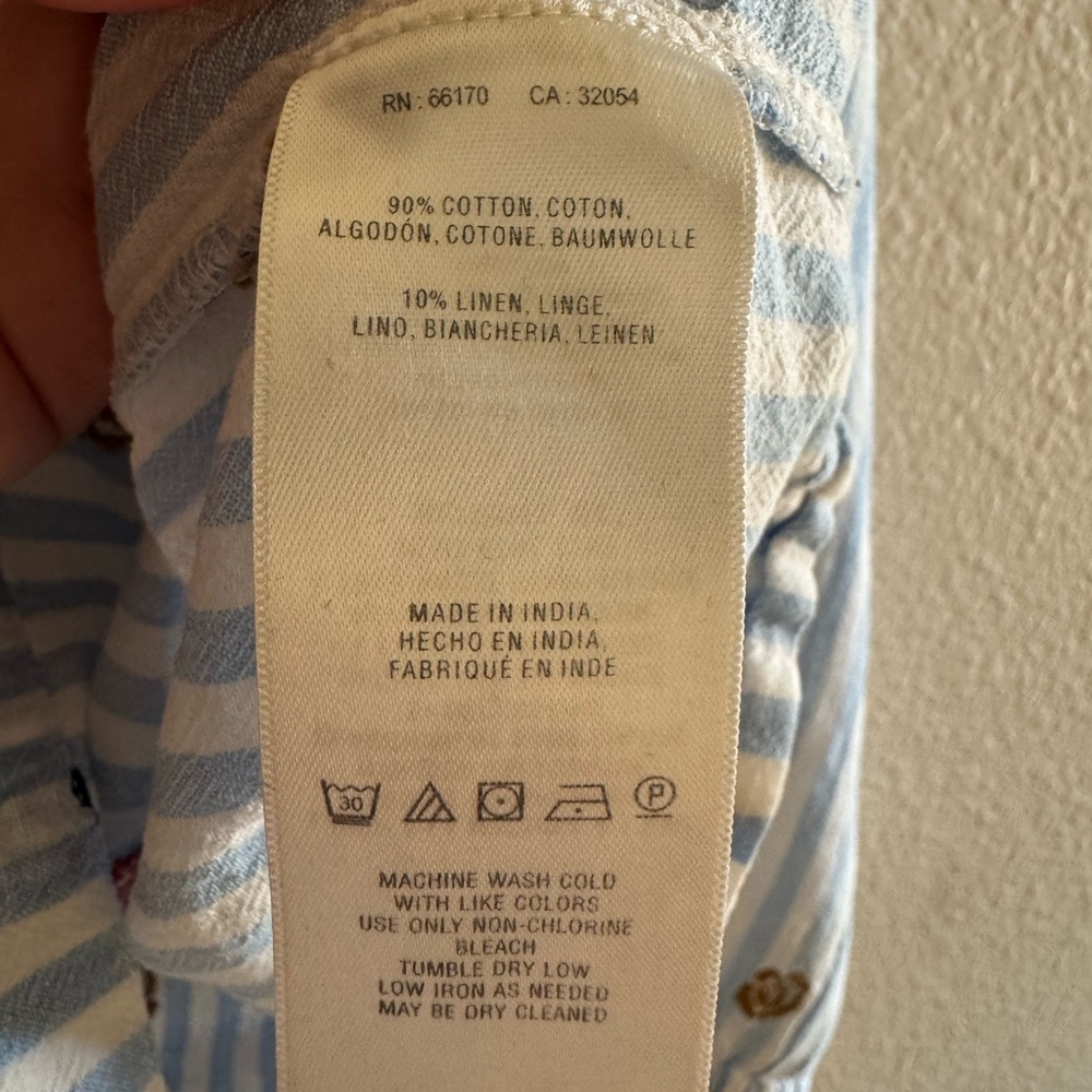 Anthropologie Akemi + Kin Stripe
Button-Up Blouse with Embroidered Accents - Picture 5 of 9